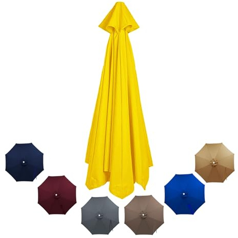 3.0m/3.5m/4.0m Rechange Telo per Ombrellone 8 stecche Copertura di ricambio per ombrellone rotondo Anti UV per esterni Giardino e Terrazza