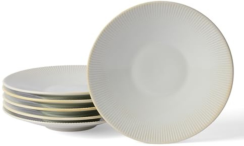Jiwoo Frühstücksteller 6er Set, Dessertteller Set für 6 Personen, Ø 21 cm Pastateller, Speiseteller aus Keramik, Teller Set für Spülmaschine und Mikrowelle