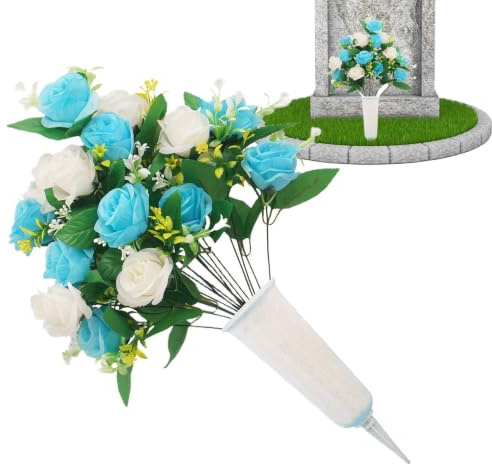 Composizione floreale commemorativa, fiori decorativi per tombe, set di bouquet artificiali con resistente sbiadimento, costruzione esterna resistente, elegante design commemorativo con