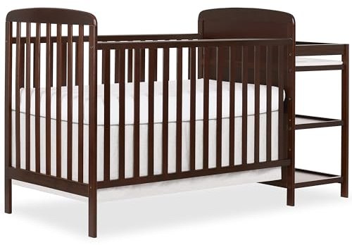Dream On Me Anna 3-in-1 Full-Size Crib and Changing Table Combo in Espresso, Greenguard Gold Certified, Non-Toxic Finishes, Includes 1 Changing Pad, Wooden Nursery Furniture