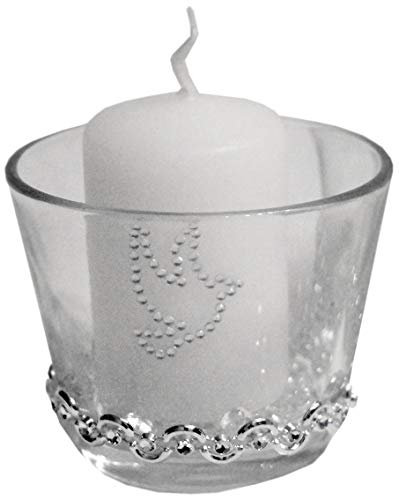 SET : 3 Kerzen & 3 Gläser Tischdekoration Hochzeit Taufe Kommunion Konfirmation VK007