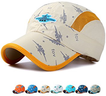 Baseballmütze für Kinder, schnelltrocknend, für Kleinkinder, Jungen, Mädchen, Baseballmütze, Flugzeug-Stickerei, Netzkappe, Sonnenhüte, Alter für 3–12 Jahre, beige, Einheitsgröße