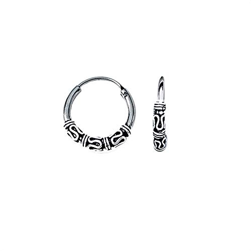 NKlaus Creolen keltische creolen für Damen, Silber, 18mm 925er, 2 Stück | Gothic; keltisch; 925er Sterlingsilber; 925er Silber; geschwärzt; Außendurchmesser: 18mm; 18mm