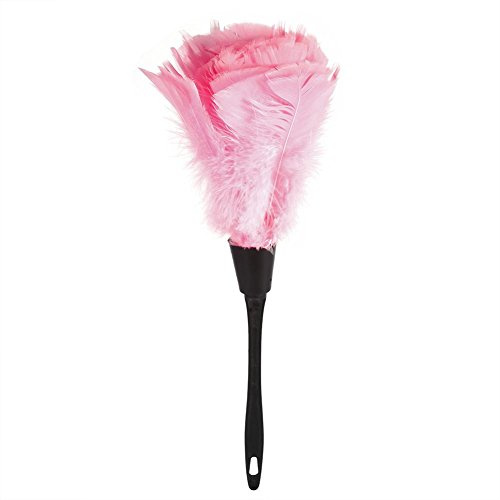Turkey Feather Duster, Soft Feather Hand Dusters,Soft Turkey Feather Duster Brush With Black Handle Home Furniture Car Cleaning Tools (Pink)