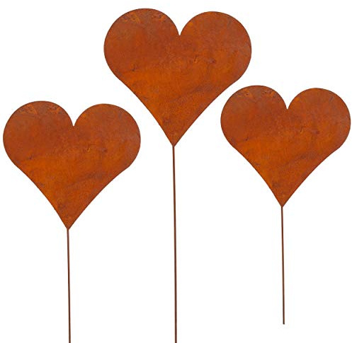 Cepewa 6er Set Gartenstecker Herz im Rost Design, 42cm