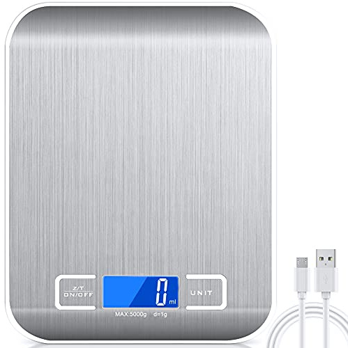 Bilancia Da Cucina Di Precisione - Raniaco bilancia cucina digitale con Funzione Tare Bilancia Elettronica Pesapersone in Acciaio Inossidabile LCD Display Conservazione Compatta e Facile Da Pulire