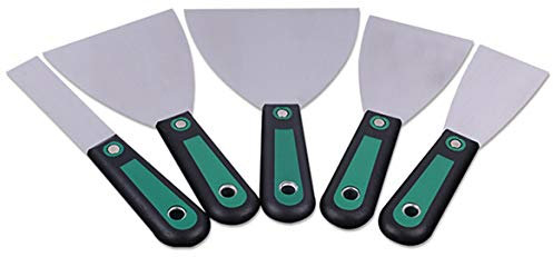 Paint Wallpaper Scraper Set 5 Piece, Stainless Putty Knife With Soft Grip Handle,Drywall Scraper tool for Drywall, Putty, Decals, Wallpaper, Spackling, Patching and Painting