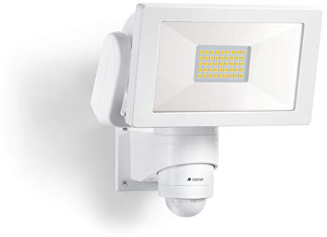 Steinel Projecteur LED extérieur LS 300 S blanc, détecteur de mouvement 240°, 4000 K, 29,5 W, IP44, jardin et garage