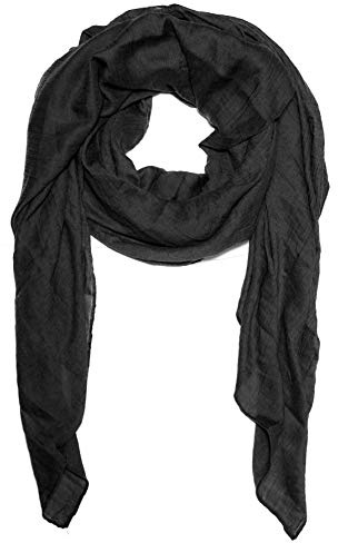 Kandharis leichter Sommerschal weiche Schal Halstuch Tuch für Damen XXL Einfarbig Pastelltöne Baumwolle Viskose WS-72 1- Schwarz