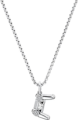 s.Oliver kedja med hänge rostfritt stål pojkar barnhalsband, 40+3 cm, silver, kontroller, Kommer i smycken presentförpackning, 2032559