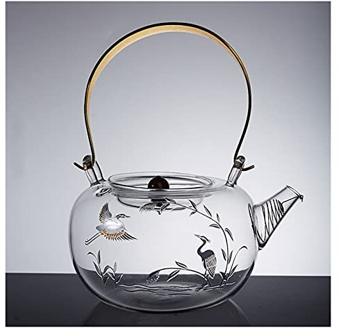 jiaquanwufeng-2022 Tetera Calefacción de té de Cristal Calefacción eléctrica Brew Brew Tetera de té Vidrio Transparente Tetera Tetera Vidrio Jarra 900ml Tetera pequeña Individual