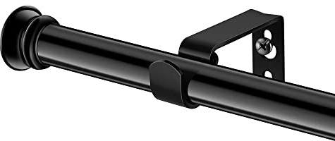 Standard Decorative Window Curtain Rods 30 to 88 Inch,5/8 Inch Diameter Small Curtain Rod Set, Heavy Duty Drapery Rods with Brackets Black