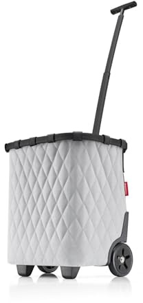 reisenthel carrycruiser Tragbarer Einkaufstrolley mit stabilem Aluminiumrahmen, Schultergurt und herausnehmbarer Netz-Innentasche Aus wasserabweisendem Material, Couleur:Rhombus Light Grey