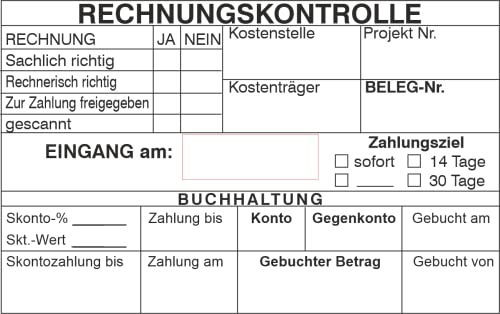 Konteringsstämpel/räkningskontroll – med trodat Professional datumstämpel 54120 – Custom – 116 x 70 mm) i olika utföranden, kontor, bokningsstämpel, företagsstämpel
