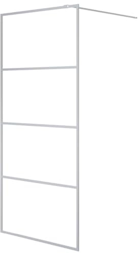 vidaXL Duschwand für Walk-In Dusche Duschabtrennung Duschtrennwand Duschkabine Duschtür Eckeinstieg Trennwand Silbern 90x195cm ESG-Klarglas