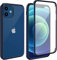 Leedia 360 Grad Hülle Kompatibel mit iPhone 12 mini Hülle Ganzkörper Eingebauter Glas Displayschutzfolie Stoßfest Schutzhülle Transparent Durchsichtig Handyhülle für iPhone 12 mini 5G 5.4 Blau
