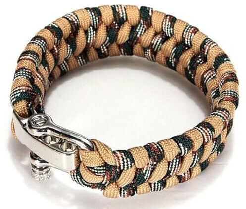 SEIWEI Paracord Bracelet de survie en corde de parachute tressé extérieur avec boucle réglable en acier inoxydable pour camping, bateau et randonnée (rouge), 20-25cm, Acier inoxydable