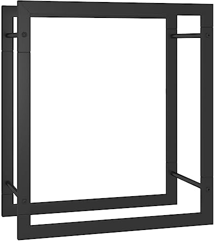 vidaXL Portalegna Nero Opaco 50x28x56 cm in Acciaio