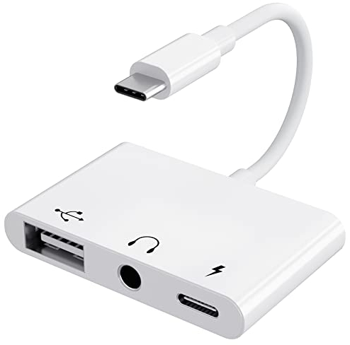 【3 in 1】 Adapter USB C auf USB 3 5 Klinke Kopfhörer mit 60W Ladegerät OTG Adapter, Aux Kabel USBC für iPhone 15/16, Samsung Galaxy S24/S23/S22/S21 i-Pad Pro Air Laptops und andere Typ-C-Geräte