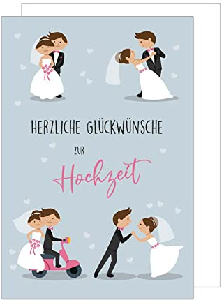 Edition Seidel Premium Glückwunschkarte zur Hochzeit mit Umschlag. Lustige Karte Hochzeitskarte Grusskarte Herzliche Glückwünsche Brautpaar Comic Humor (H446 SW023)