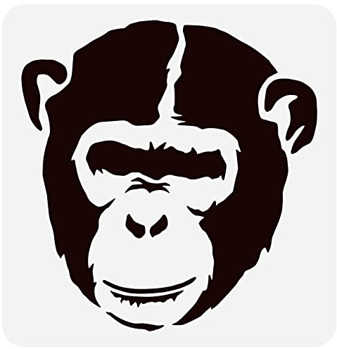 FINGERINSPIRE Affenkopf Muster Schablone 30x30cm Wiederverwendbar Schimpansen Malschablone DIY Craft Monkey Malvorlage Banksy Schablone Dekoration Für Wand Holz Möbel Scrapbook Malerei