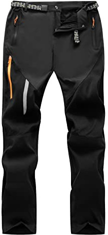 LY4U Pantalons de Randonnée pour Hommes, Pantalons de Marche Légers et Secs, Pantalons Extérieurs Respirants et Imperméables pour Hommes avec Poches Zippées, Noir XL