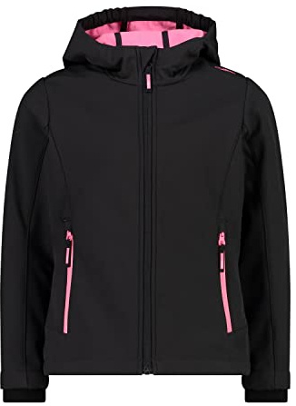 CMP - Softshelljacke für Kinder, Anthrazit-Pink Fluo, 152 | für aktive Kinder, ergonomischer Schnitt, atmungsaktiv, Outdoor-Abenteuer, Funktionsjacke, atmungsaktiv, Sweatjacke