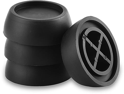 Tomoyuki Vibrationsdämpare, 4 st., för tvättmaskin, antivibrationsfötter, fotskydd, fotdämpare, dämpare för tvättmaskiner och torktumlare, gummifötter (svarta)