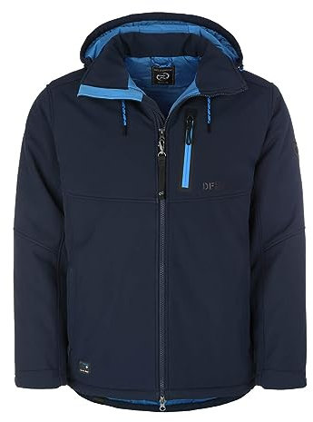 Dry Fashion Herren Softshelljacke Gotland mit Fleece-Innenfutter - Jacke Softshell mit abnehmbarer Kapuze in Navy Größe 6XL