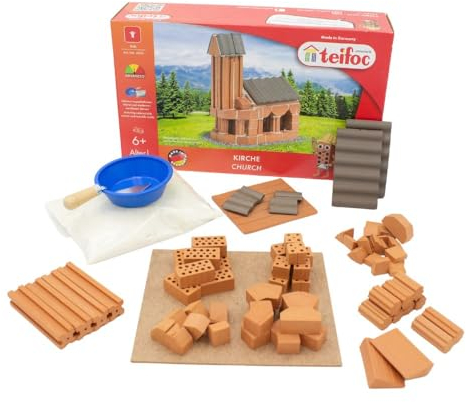Teifoc 4025 Steinbaukasten - Kirche, Bausatz mit 70 Bauteilen, für Kinder ab 6 Jahren, Architektur Lernspielzeug