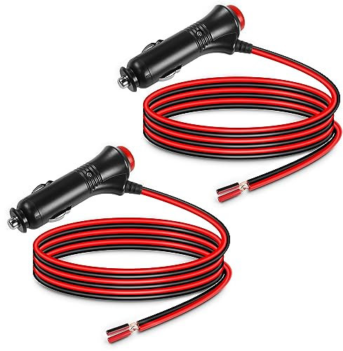 HATMINI 2PCS Prise d'alimentation allume-cigare 12V avec bouton de commutation intégré, câble mâle allume-cigare de voiture 22AWG avec fusible 5A pour produits à faible puissance inférieure à 36W-3,3F