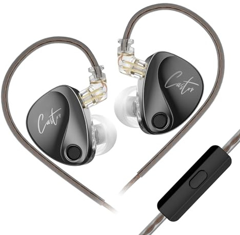 KZ Castor - Auricolari in-ear con monitor, bassi con cavo, 2 cuffie dinamiche di fascia alta sintonizzabili ad armatura bilanciata, IEM, Hi-Fi, super bassi, per cantanti, musicisti, batteristi (nero,