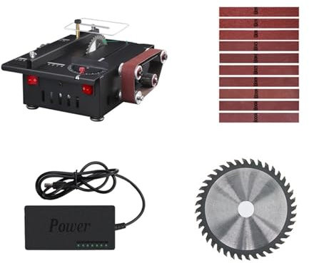 SHERAF Household micro mini desktop small table saw cutting machine woodworking model saw chainsaw small belt machine sharpening tool (Color : 300W-1)
