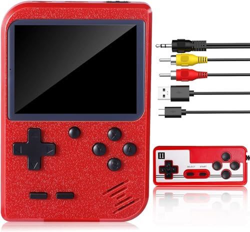 Yumcute Handheld Games Console Portable- Mini Retro Game Console with 500 Classical FC Games Support for Connecting TV & Two Players, 3 -Inches Screen 1020mAh Rechargeable Battery, Gift for Kids Adult
