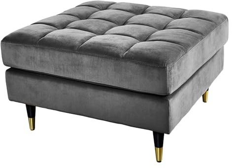 Riess Ambiente Hocker Cozy Velvet 80cm - grau - Samt Taschenfederkern | Sitzmöbel, Taschenfederkern-Komfort, hohe Belastbarkeit, hochwertiger Samtbezug