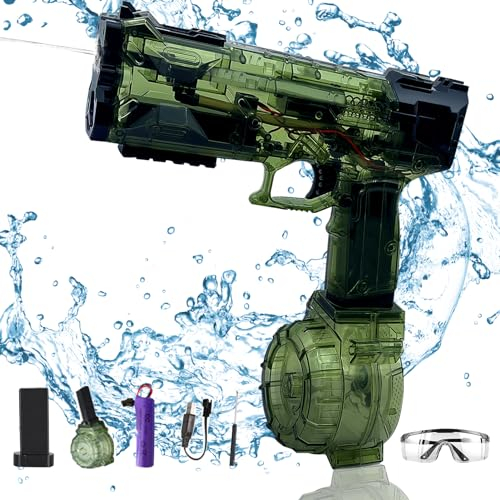 Elektrische Wasserpistole für Kinder Erwachsene,Automatische Spritzpistole Wasserpistolen mit Reichweite 28-32FT,Wasserpistole Elektrisch Wasserblaster 550ml Wasserspaß Strand Spielzeug (Grün)