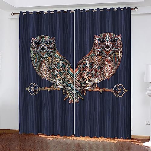 Vorhang Blickdicht Gardinen Mit Ösen - 2 Stücke 2 X 70 X 160 Cm Verdunklungsvorhänge 3D Tierische Eule Muster Thermovorhang Für Kinderzimmer Schlafzimmer Weihnachtsgardinen -0D6R9L1A6V8A6V2X3D1F5P7M5H