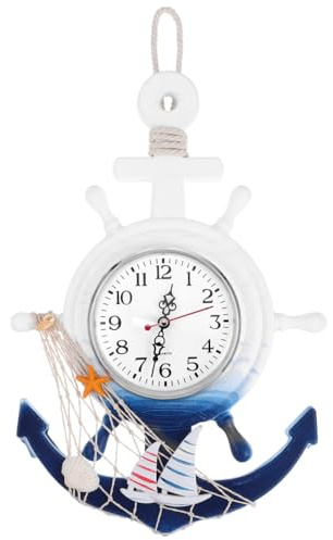TOPBATHY Boat Anchor Wall Clock, Mediterranean Style Mirror Decor Clock
