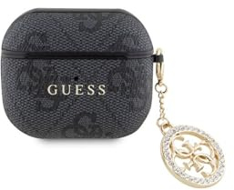 Hülle kompatibel mit Airpods 3rd Generation Guess Lizenz 4G Muster Strass 4G Kette Schwarz
