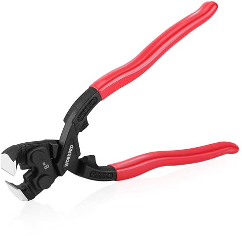 WORKPRO Pinze a Taglio Frontale, Pinze ad Alta Leva con Ganasce di Presa, Struttura Durevole in CR-V, Manici Ergonomici, per Tirare, Tagliare, Afferrare Chiodi o Fili