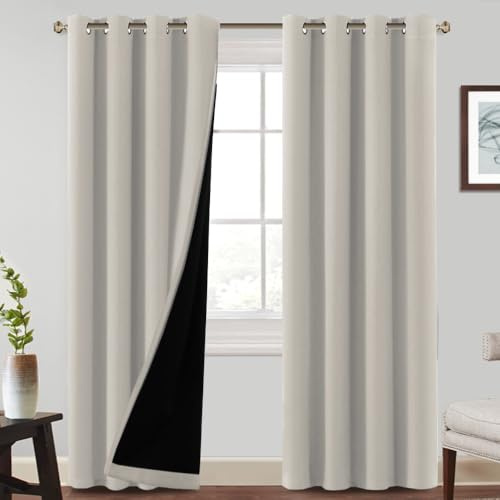 BellaHills Cortinas Opacas Salon Térmicas Aislantes Frío y Calor 140x225cm Natural Cortinas Moderna con Ojales para Dormitorio Habitacion Blackout Curtains 2 Piezas