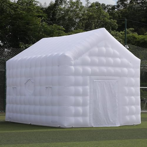 SAYOK Inflatable Nightclub Cube Party Tent with Air Blower, 5.4x4.5x4 5mH Portable Disco LED Lgith House for Birthday Wedding Christmas Raves Dance Floor Yard Party (White)