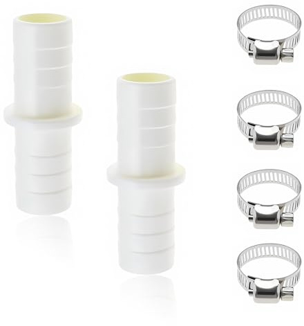 2 PCS Washing Machine Waste Pipe Connector, Washing Machine Hose Connector with 4 Hose Metal Clamps Waste Pipe Extension Attachment for Dishwasher Outlet Drain