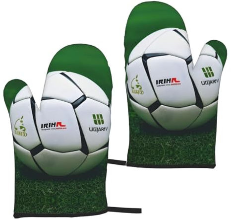 Weiße Fußball-/Mikrowellen-Handschuhe, Ofenhandschuhe, dicke Baumwollfutter, schützt die Hände, Kochhandschuhe