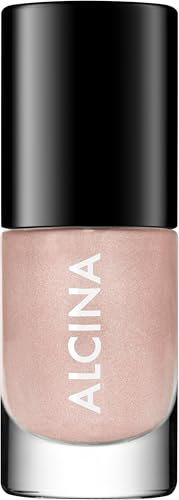ALCINA Nail Color rosy glam - 1 x 5 ml - Einfaches, streifenfreies Auftragen - Brillante, intensiv deckende & langanhaltende Nägel - Rosafarbener Nagellack mit Glitzerpartikel - Metallic-Finish