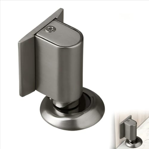 Magnetischer Türstopper, Turstopper Magnetisch Boden zum Kleben, Türstopper Selbstklebend, Magnetic Door Stopper mit Klebeband&Schrauben, Wandschutz Türfeststeller für Zimmer Büros Bäder (Dunkelgrau)