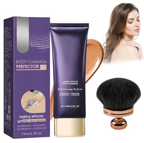 Body Coverage Perfector, All Over Complexion Perfector mit Pinsel, Tattoo Abdeckung Wasserfest, Bein Körper Make Up Wasserfest, Abdeckcreme für Körper Narbe Abdeckung Make-up (Braun)