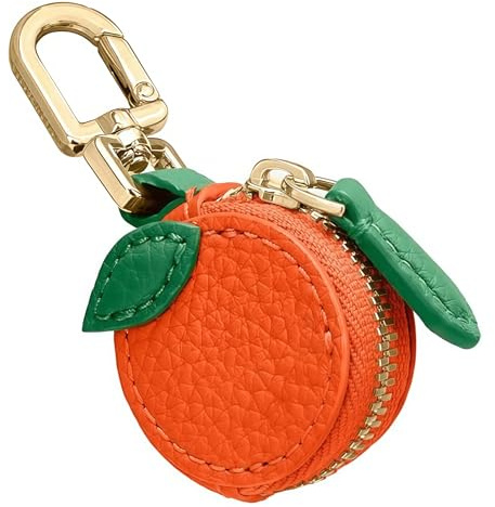 AstraGlam Niedlicher Taschenanhänger aus Leder in Obstform – Y2K Obst Schlüsselanhänger mit Reißverschluss, Kawaii Kleiner Geldbeutel Damen, Wallet, Schlüsseltasche, Niedriges Modeaccessoire