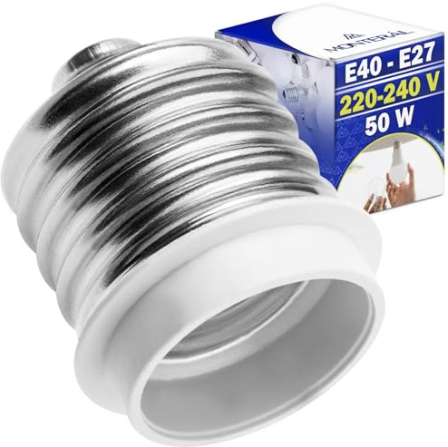 MONTERAL 4 Pieces Light Bulb Adapter E40 to E27 - Light Fitting Adapter Max 50W 220-240V 50-60Hz - Warranty 10 Years