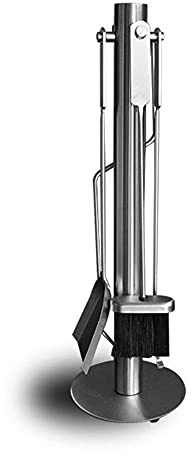 Fireplace Tool Set,Stainless Steel Fireplace Tools Set with Stand Modern 5 Piece Fire Pit Accessories Kit Including Shovel Brush Poker and Tongs Heavy Duty Anti Rust Design for Indoor and Ou